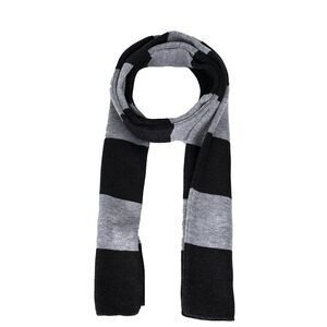 8876 Long Black And Grey Striped Scarf Unisex Winter Halloween